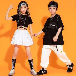 Sahne Giyim Çocuklar Moda Dans Kıyafetleri Hip Hop Etek Kızlar Erkekler Dans Giyeri Sokak Balo Salonu Caz Kostümleri Tişört Pantolon Takımları