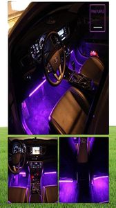 Auto-LED-Streifen, 4 Stück, 48 LEDs, mehrfarbig, Innenbeleuchtung für Autos, unter dem Armaturenbrett, Beleuchtung, wasserdichtes Kit mit Musik und Fernbedienung 6014102