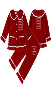 Pajamas Custom Kids Children Family Christmas Golden Velvet Pyjamas Red Boy Girl Dress Match Clothes Personalized Xmas Gift Costum3442125