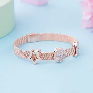 Charm Bracelets Rose Gold Plated Catch Star Finished Reflexions Mesh Bracelet For Women