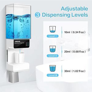 700mL Automatic Touchless Mouthwash Dispenser Wall Mounted Bathroom Mouth Wash with Magnetic Cups for Kids Adults 231227