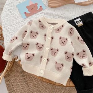 Autumn Toddler Boys Knitted Sweater Baby Boys Cartoon Bear Cardigans Outwear Children Clothes Kids Girls Knitwear Jacket 231226