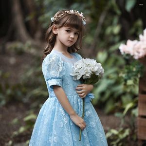 Flickaklänningar 2023 Summer Flower Girls Wedding Dress Children's Princess Costume Kids For Lace Teen Party Clothes 3 8 12 Years