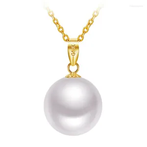 Chains Sinya 18k Gold Classical Round Pearl Pendant Necklace 7.5-10mm Natural Pearls Au750 Chain Length 40 5cm For Women