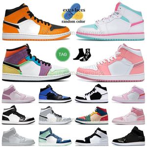 Basketskor Jumpman 1 Mid 1s Taxi Valentine's Day Soar Muticolor Mens Sneakers Diamond Space Jam Lakers Lucky Green Smoke Men Womens Outdoor Trainers Sports Sport