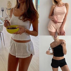 Women's Tracksuits Two Piece Pyjama Set For Women Lounge Y2k Crop Top Shorts Summer Kawaii Fairy Sweet Korean Loungewear Pajamas