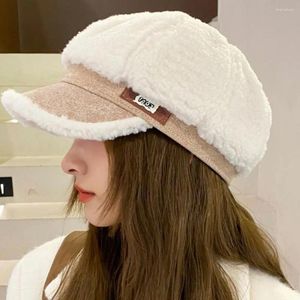 Береты, модная женская шляпа, стильная ветрозащитная восьмиугольная шляпа для ультра-толстого зимнего аксессуара с короткими полями, осенний дизайн