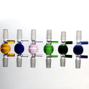 Colorful 14mm 18mm Male Glass Bowl Smoking Slide With Round Rod Handle Filter 6 Colors Thick Bowls Sandy Joints For Bong Hookah Water Pipe Dab Rigs