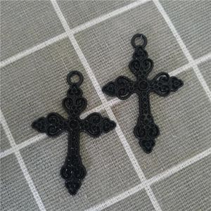 Armband 100 st 35x50mm metall black cross charms ihåliga kärlek hjärthängen tillbehör för att göra örhängen halsband armband diy smycken