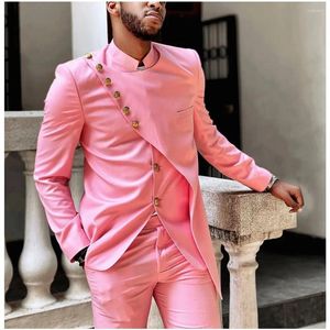 Men's Suits Pink Blazer Suit Full Set For Men Regular Fit 2 Pieces Trajes Elegante Para Hombre Wedding Groom Dress Costume Jacket Pants