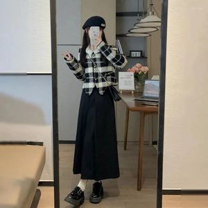 Work Dresses Fashion Woolen Short Jacket Lady Conjuntos De Saia Coreano Polyester Jupe Et Haut Ensenble Femme Corset Set 2 Piece Skirt Sets