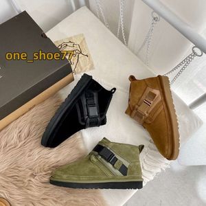 Hot Selling fashion men's Buckle Strap martin boots Australia Genuine Leather casual shoes winter outdoor Booties warm plush Ankle snow