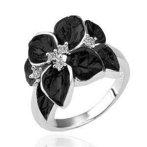 S 18K Rose Gold Platinum Platy Elegancka elegancka obrączka ślubna Camellia Pierścienie oryginalna austriacka krystaliczna biżuteria mody na WOM238M