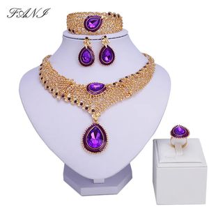 Dubai 18K Gold Plated Jewelry Set Women Wedding Necklace Earrings Armele Ring Jewellry Accessories Promotion 231226