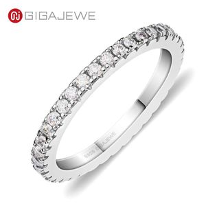 Gigajewe Christmas Gift Moissanite 1 5mm Round Cut Rings White D VVS1 925 Silver Full Enternity Ring Diamond GMSR-007226A