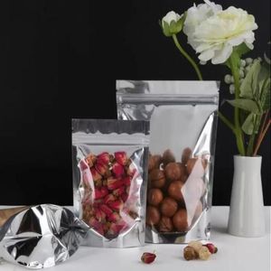 300pcs Mylar Stand Up Folha de Alumínio Pacote Transparente Sacos para Armazenamento de Alimentos Café Resealable Zip Lock Embalagem Saco Atacado Hklhi Krxdp