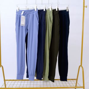 Ll yoga workout sport joggers pantaloni donne in vita fitness che gestisce pantaloni sudore con due tasca late