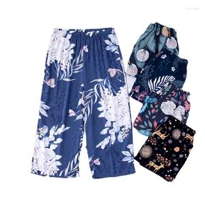 Kvinnors sömnkläder Ankomst Sommarpyjama Set Cotton Silk Thin Loose Plus Size Capri Pants för utomhus och inomhus