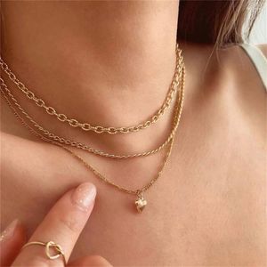 Pendant Necklaces Simple Heart Necklace For Women Multilayer Chain Gift Ethnic Bohemian Choker