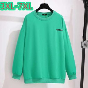 Kadın Sweaters Yeni 2022 Bahar Sonbahar Artı Beden Kadın Giyim Büyük Külot Uzun Kollu Yeşil Pamuk Kalın T-Shirt 3xl 4xl 5xl 6xl 7xl J231227