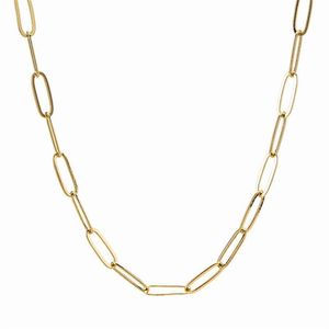 Gold Color Paper Clip Lick Chain Choker Necklace for Women Link Chain Wedding Birthday Jewelry 15 16 17 inches308T