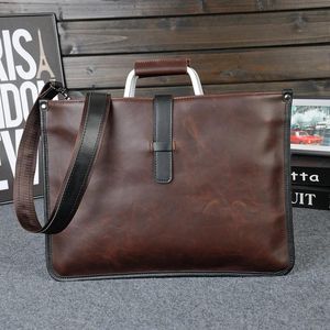 Pasta de pasta para homens de designer de marca masculina bolsa de couro louco pu bolsa de bolsa de negócios de bolsas de negócios de bolsas de messenger vintage