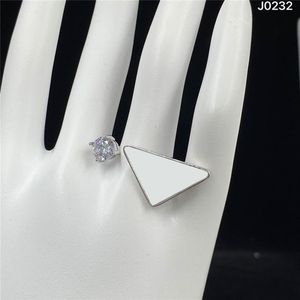 Chic Metal Triangle Diamond Ring Women Crystal Letter Rings Rhinestone Open Ring for Party Date with Gift Box2540