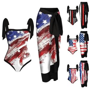 Swimwear Women's Swimwear Independence Day For Women's American 4 Of July Print 1 Piece Cover UP Two Men's Denim Shorts Slimming Swimsuit