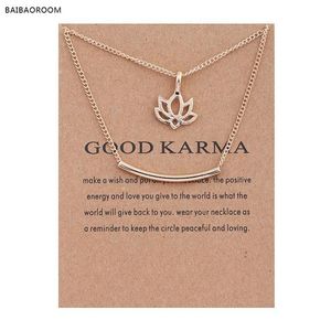 12sts gyllene pläterade bra karma marmor lotus dubbel lager legering clavicle benhänge kort halsband 200929233q