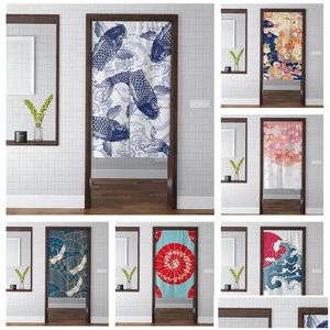 Perde Japon Noren Çiçek Kuş Sazan Kapısı You İyi Şans Ev Dekoru Yatak Odası Mutfak Kısa P Colorf Sanatsal Damla Teslimat Gar Dhouj