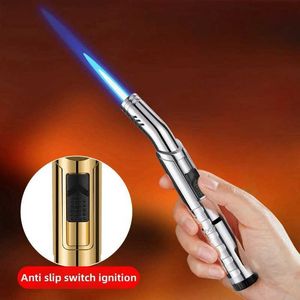 Metal Butane No Gas Lighter Spray Gun Turbo Jet Blue Flame Torch Outdoor BBQ Cigar Kitchen Welding Jewelry Tools Men's Gift