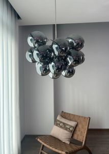 Longree Black Bubble Ball Chandelier Dia 12 인치 블로우 유리 유리 작은 펜던트 조명 침실 학습 욕실