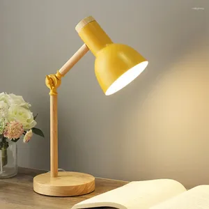 Table Lamps Green Iron Wood LED Desk Folding Design Creative Bedside Reading Lamp Living Room Minimalist Bedroom Lampe Lecture Home Decor