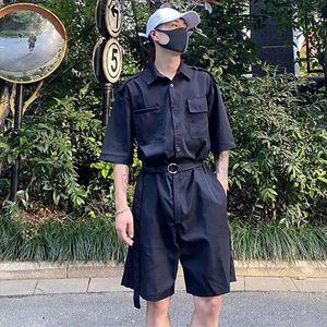 Men's Pants Summer Short Sleeved Overalls Suit Fashion With Same Clothes Clothing Y2k Streetwear Cargo Man