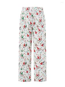 Women's Sleepwear Women Christmas Lounge Pants Snowflake Santa Gnome Print Loose Comfy Casual Wide-Leg Pajama Sleep Trousers