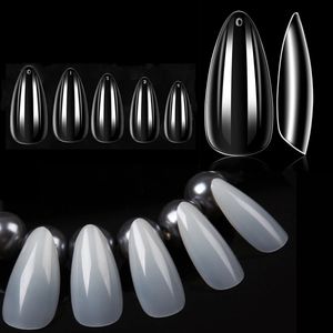 Makartt Almond False Nails Clear Nail Tips Stiletto Full Cover Acrylic Capsul Fake Nails Nail Extension Gel Tips Press On Nails 231227