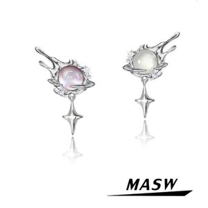 MASW Original Design Moon Light Stone Stud Earrings For Women Girl Party Wedding Gift Cool Modern Jewelry Accessories 231227