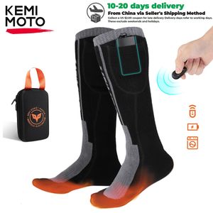 Heated Socks Remote Control Motorcycle Electric Heating Rechargeable Battery Winter Thermal Thick Stockings Men Women 231226