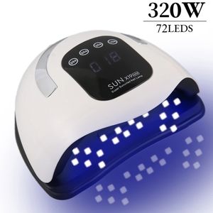 320 Вт 72 светодиода УФ-светодиодная лампа для ногтей для маникюра, машина для сушки геля с большим сенсорным ЖК-дисплеем, профессиональная умная сушилка 231226