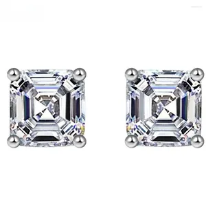 Brincos de garanhão luz luxo 925 prata esterlina asscher corte laboratório safira diamante de alto carbono