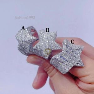 الحجارة الجنيه الاسترليني Sier White Gold مطلي بالهيب هوب رجال الموضة VVS Moissanite Ring