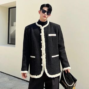 Giacche da uomo Syuhgfa Abbigliamento coreano Contratto Colore Giacca in lana 2023 Collaggio inverno autunno Sfio