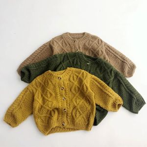 Baby Sweaters Autumn Winter Children Clothing Boy Girl Warm Knit Sweater Korean Fashion Kids Wool Coats Single Breasted Cardigan 231226