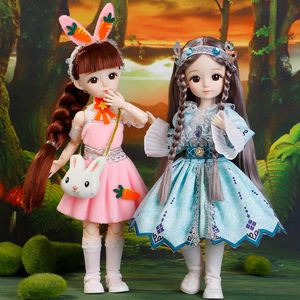 BJD Puppe und Kleidung Mehrere abnehmbare Gelenke 30 cm 16 3d Eyes Doll Girl Dress Up Birthday Gift Toy 231227