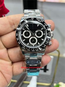 Celan Factory Ceramic Panda Watch 116500 40 mm Cal.4130 Automatyczne mechaniczne zegarki mężczyzn 904L Chronograph Sapphire Night Glow Nurving WristWatches Real Photo-43