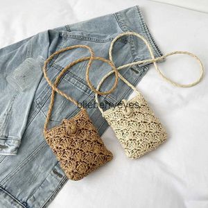 Bolsas de ombro de ombro de moda Saco de telefone de palha de palha verão Boho Beach Hollow Rattan Messenger férias comprador bolsa de bolsa de bolsa