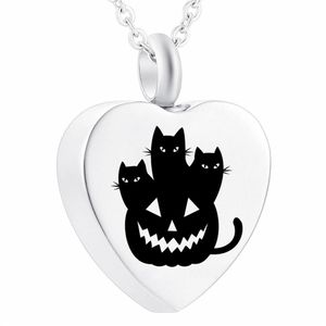 Ciondolo a cuore in acciaio inossidabile Testa di zucca Demone Cremazione di Halloween Ceneri Collana commemorativa Ricordo con kit di riempimento341A