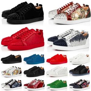 Christians Designer fondo rosso scarpe da uomo sneakers pantofole uomo donna taglio vera pelle rossa Rivetti mocassini splike piattaforma vintage Scarpe da ginnastica basse casual 36-47