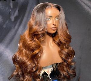 Ombre 1B Blonde Lace Frontal Wig Body Wave Brazilian Human Hair Wig Synthetic PrePlucked For Women Natural Hairline7652046