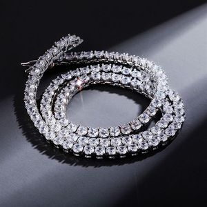 Diamond Tennis Chain Hip Hop Bling smycken Män Kvinnor Luxur Designer Halsband Guld Silver 5mm Bredd Fashion Accessories Christmas 261K